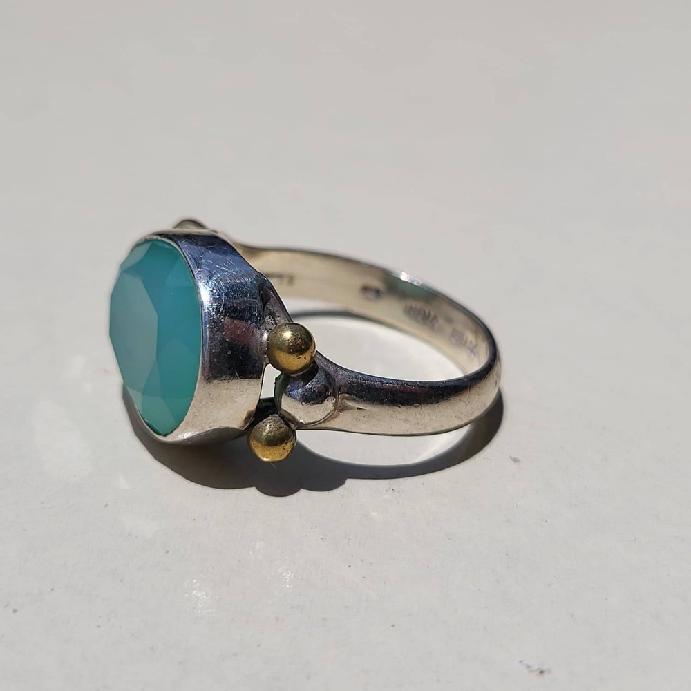 Vintage YS Chalcedony Sterling Silver Statement Ring - Picture 9 of 9